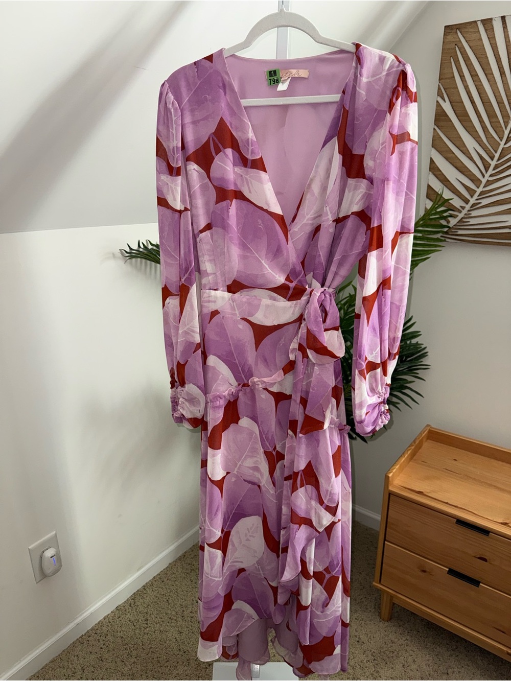 Anthropologie Hutch Geo FLORAL Wrap Maxi Dress Large - Picture 3 of 5
